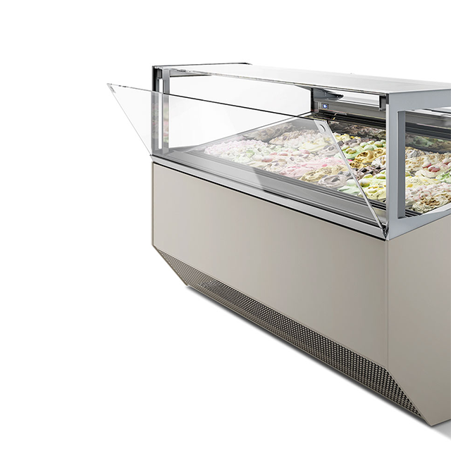 Prosky Counter Showcase Green Popsicle Freezer Affichage de gelato moderne avec écran